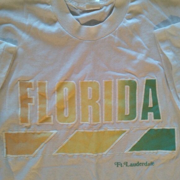 Vintage 90s Florida Ft. Lauderdale Neon Spell Out T-Shirt - Picture 1 of 7